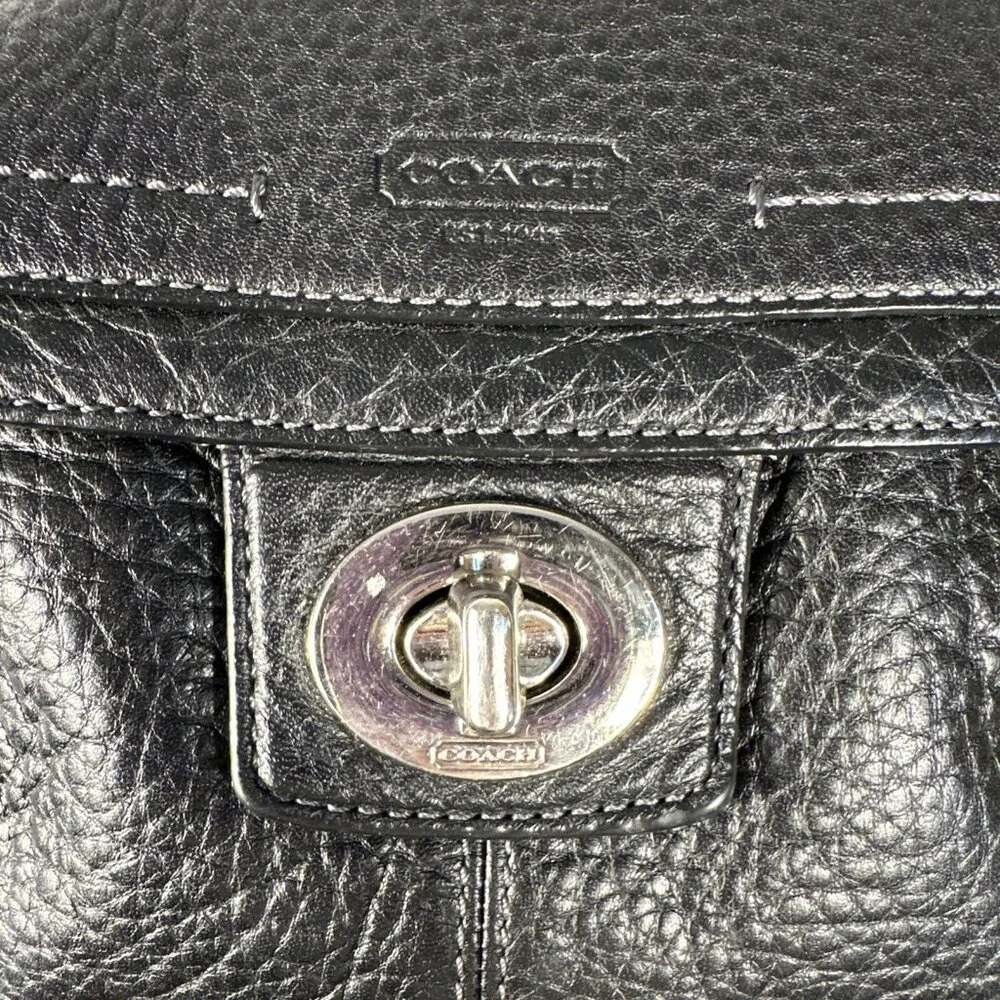COACH F19264 Penelope Black Pebbled Leather Tote Bag Purse Shoulder Handbag - Picture 5 of 13